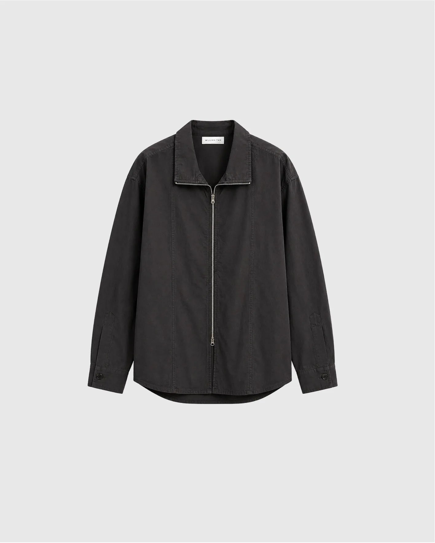 ZIP SHIRT BLACK WASHED COTTON